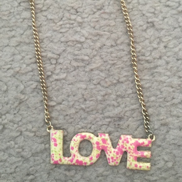 rose print love necklace
