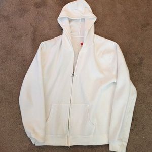 Hanes white solid zip up hoodie