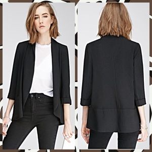 F21 Open-Front Crepe Blazer in Black