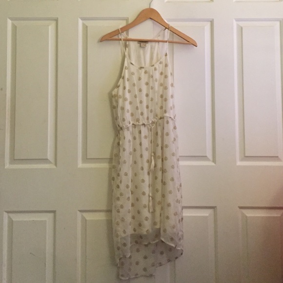 Lucky Brand White & Gold Hi-Lo Dress