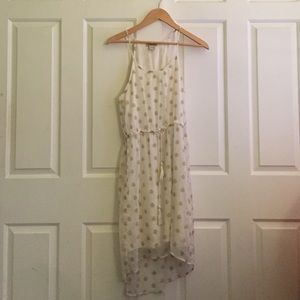 Lucky Brand White & Gold Hi-Lo Dress