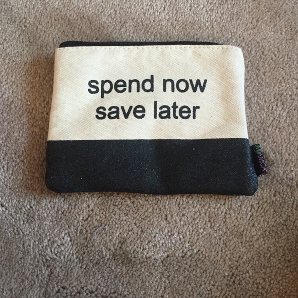 Clutch with catchy phrase