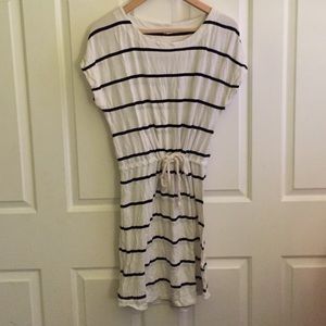J. Crew White And Navy Striped Dress