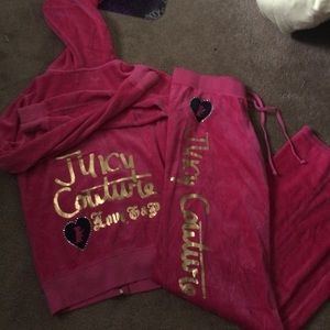 Juicy Couture Pink Velour Jump Suit