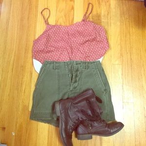 Army green High waisted shorts