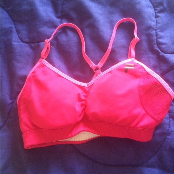 Pink with hot pink lining sports bra
