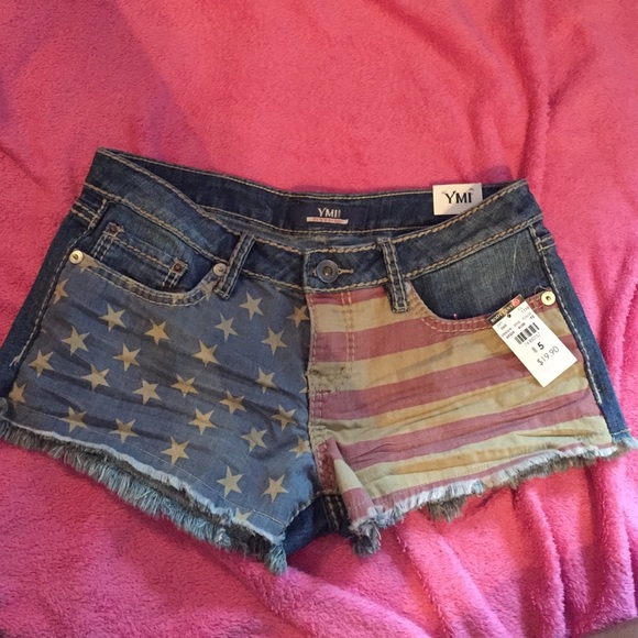 American flag denim shorts
