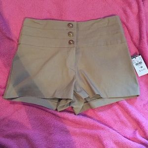 High waisted khaki shorts