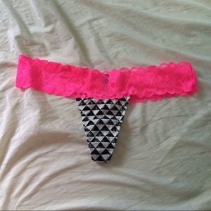 PINK Lace Trim Thong