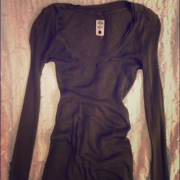Free People long sleeve knit top, olive green