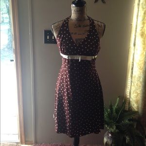 Brown and white polka dot dress