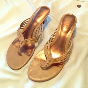 Nude slide on sandals