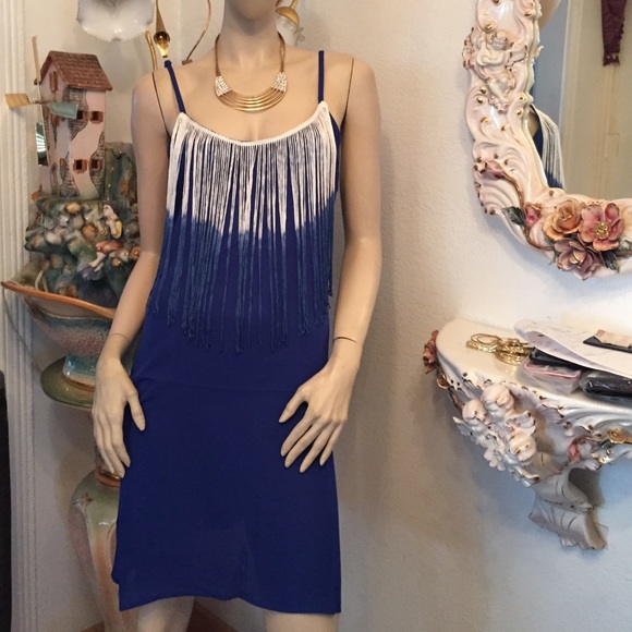 Blue Dress With Top Fringe
