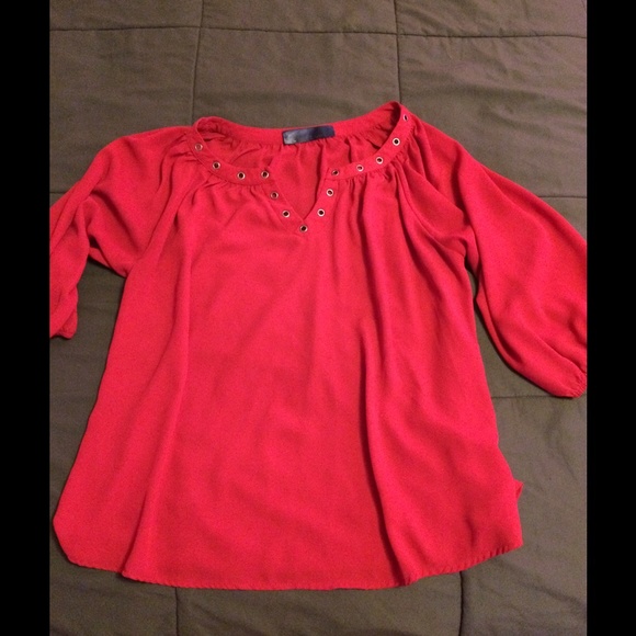Francesca's Red Chiffon Top