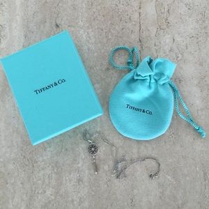 Tiffany Co Sterling Silver Diamond Key Necklace