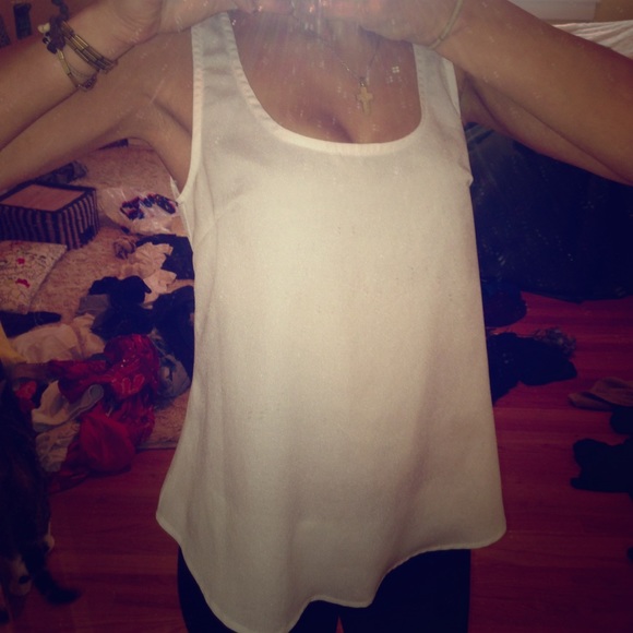 Nordstroms - White chiffon, scoop back top NEW