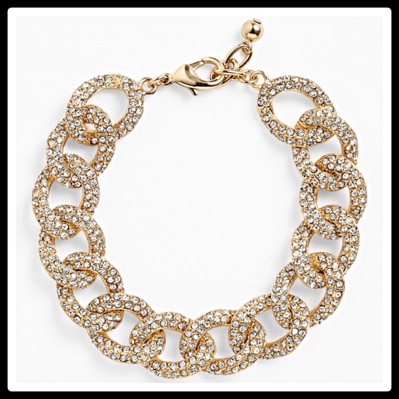 SOLD SOLD Pave Boho Chain Link Gold Bracelet - Picture 2 of 4