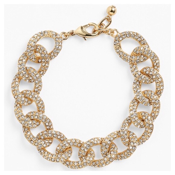 SOLD SOLD Pave Boho Chain Link Gold Bracelet - Picture 3 of 4
