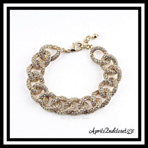 SOLD SOLD Pave Boho Chain Link Gold Bracelet - Picture 4 of 4
