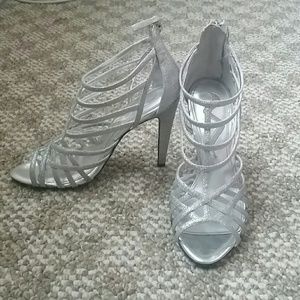 Strappy Silver High Heels