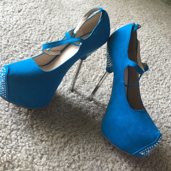 Platform Ankle Strap Rhinestone Heel - Picture 3 of 3