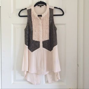 High-low sparkly white top