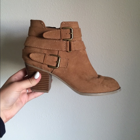 Ankle Booties, tan buckle express