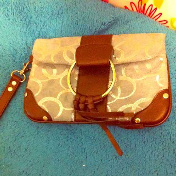 Light blue silver design clutch