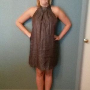 Iridescent hi neck a nine dress