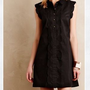 Anthropologie black eyelet trim dress