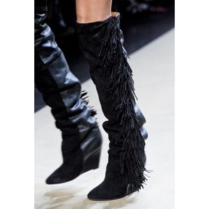 Isabel Marant Leather Suede Fringed Boots