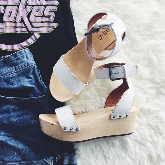 White Leather Platform Sandals