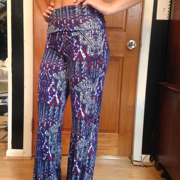Patterned high wasted stretch fabric pants