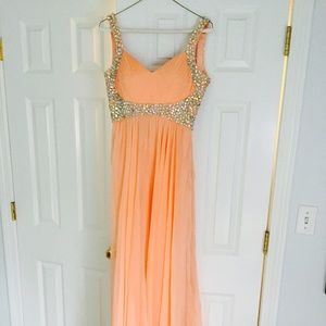 La Femme floor length apricot gown