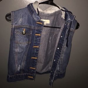 Jean vest with grey hood