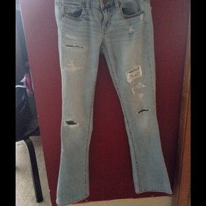 American Eagle destroyed skinny kick jeans