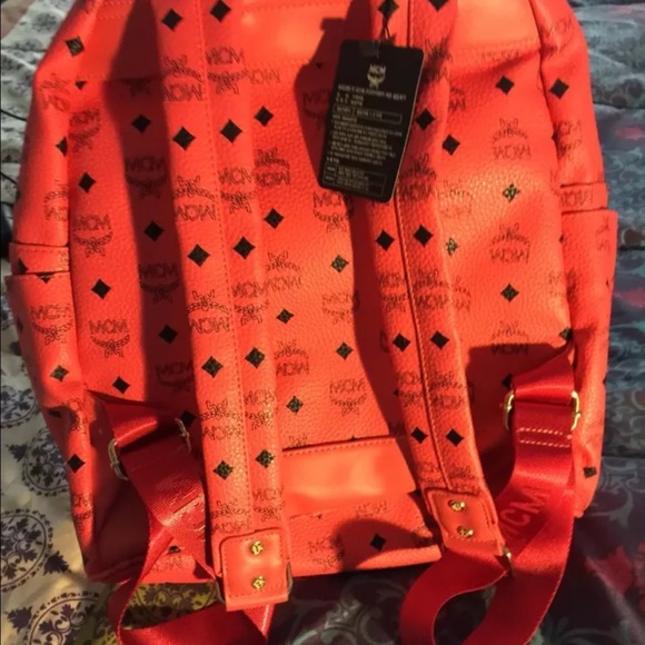 GENUINE LEATHER MCM Stark backpack Pinkish Red