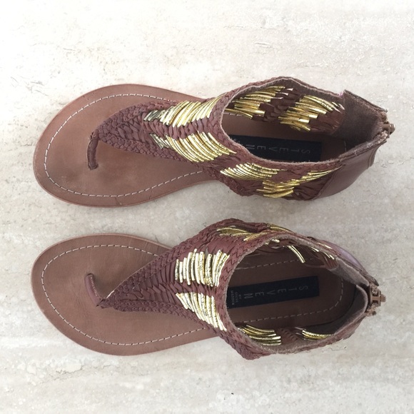 Steve Madden Leather Gold Gladiator Sandals