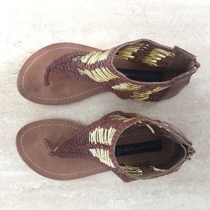 Steve Madden Leather Gold Gladiator Sandals