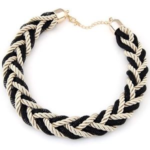 Black and beige rope necklace NEW