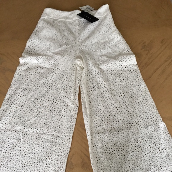 Zara White Cut Out Wide Culottes