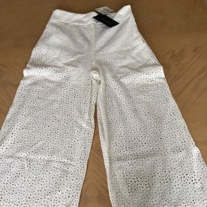 Zara White Cut Out Wide Culottes