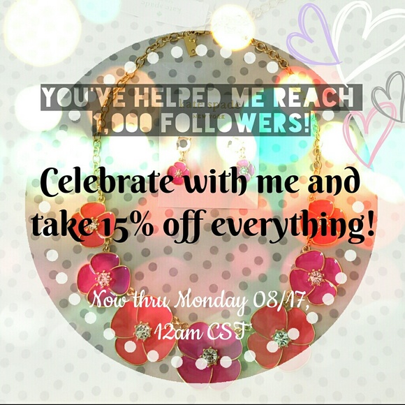 1,000 FOLLOWERS REACHED!! 15% OFF EVERYTHING!!