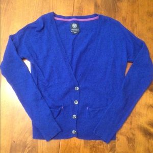 Royal blue AE Cardigan with pink pocket stitching