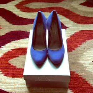 Jessica Simpson blue suede heels