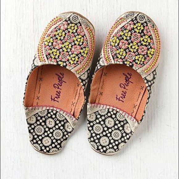 Free People Moroccan Leather Beaded Slippers