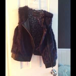 Sanctuary Navy Blue Fur Vest