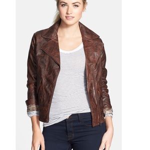 KUT FRON THE CLOTH VEGAN LEATHER BROWN JACKET.