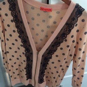 Polka dot coral color cardigan