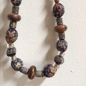 Vintage fabric beaded necklace